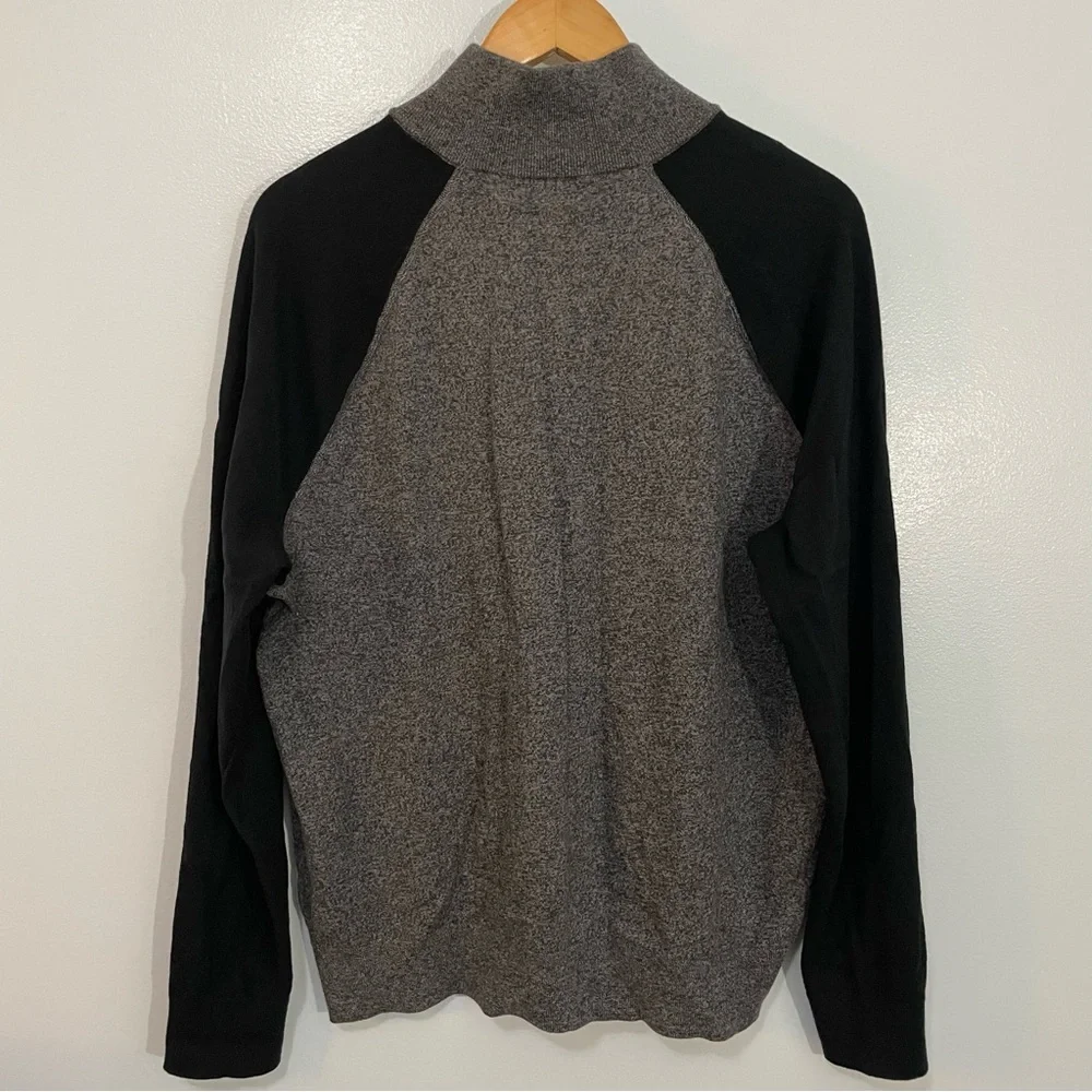 Banana Republic Gray and Black Cashmere Blend Quarter-Zip Sweater Size L